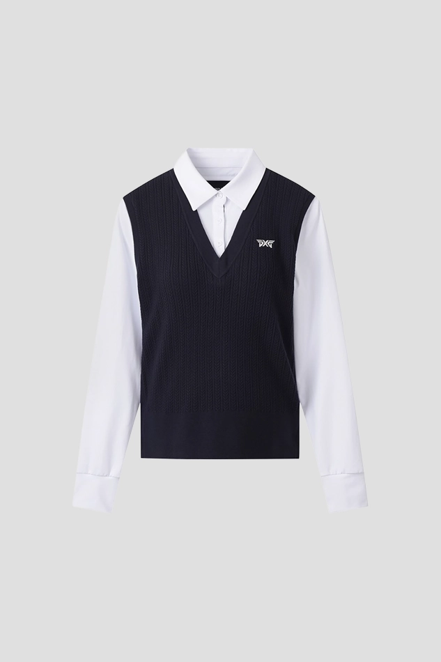 WOMEN COLLAR NECK SWEATER-NAVY