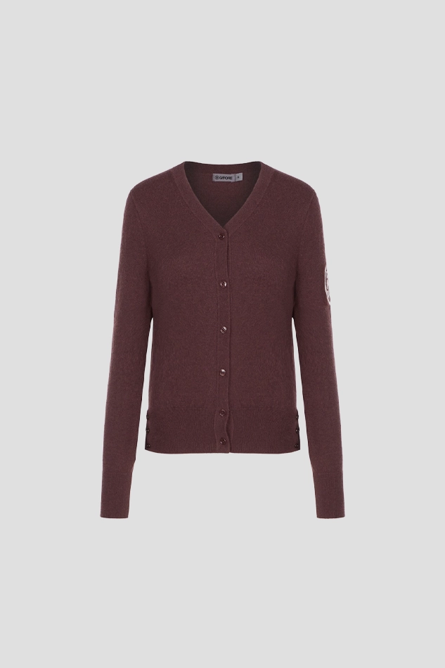 CASHMERE V NECK CARDIGAN WOMEN-RED