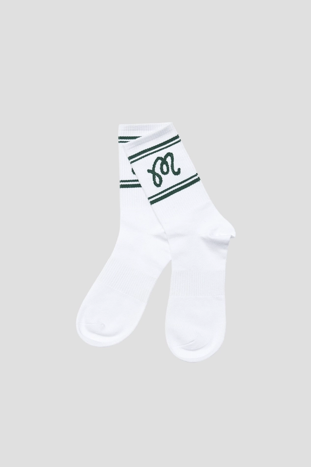 BUCKET JACQUARD CREW SOCKS-WHITE