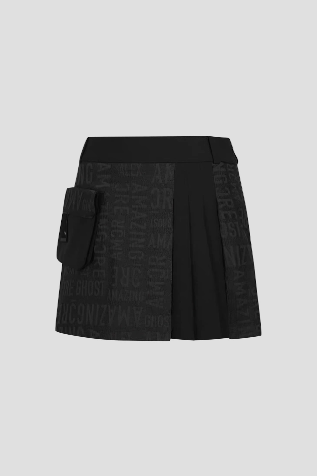WOMEN MODULAR SYSTEM SHORT SKIRT-BLACK