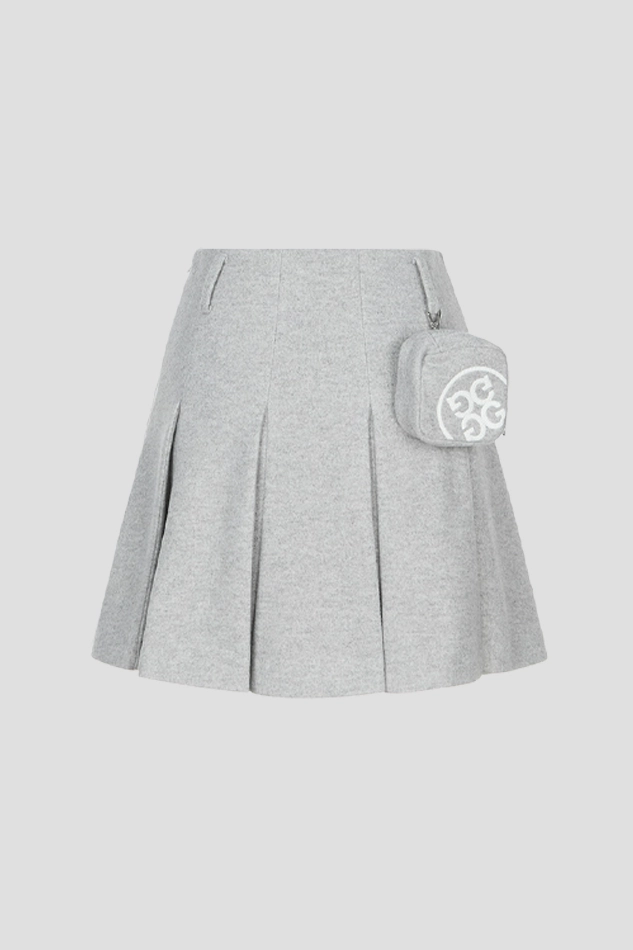 WOOL PLEATED SKIRT WOMEN-GRAY