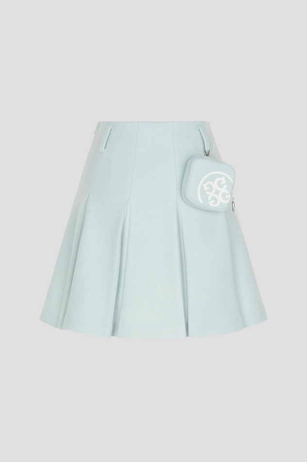 WOOL PLEATED SKIRT WOMEN-GREEN