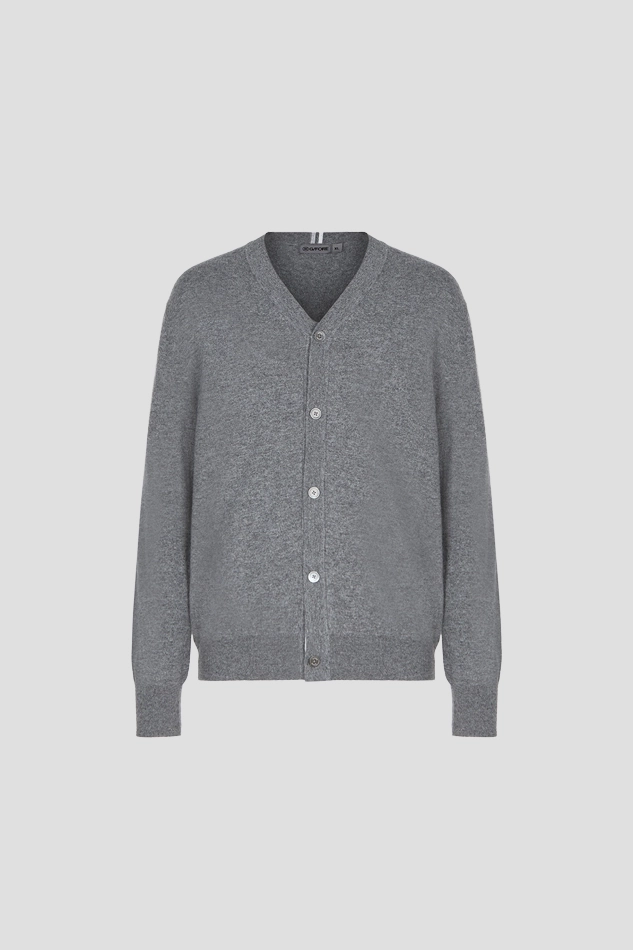 ESSENTIAL CASHMERE CARDIGAN MEN-GRAY