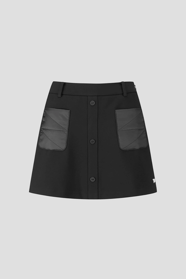 WOMEN WINTER QUILTING POINT SKIRT-BLACK
