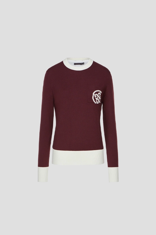 WINDPROOF CREWNECK SWEATER WOMEN-WINE