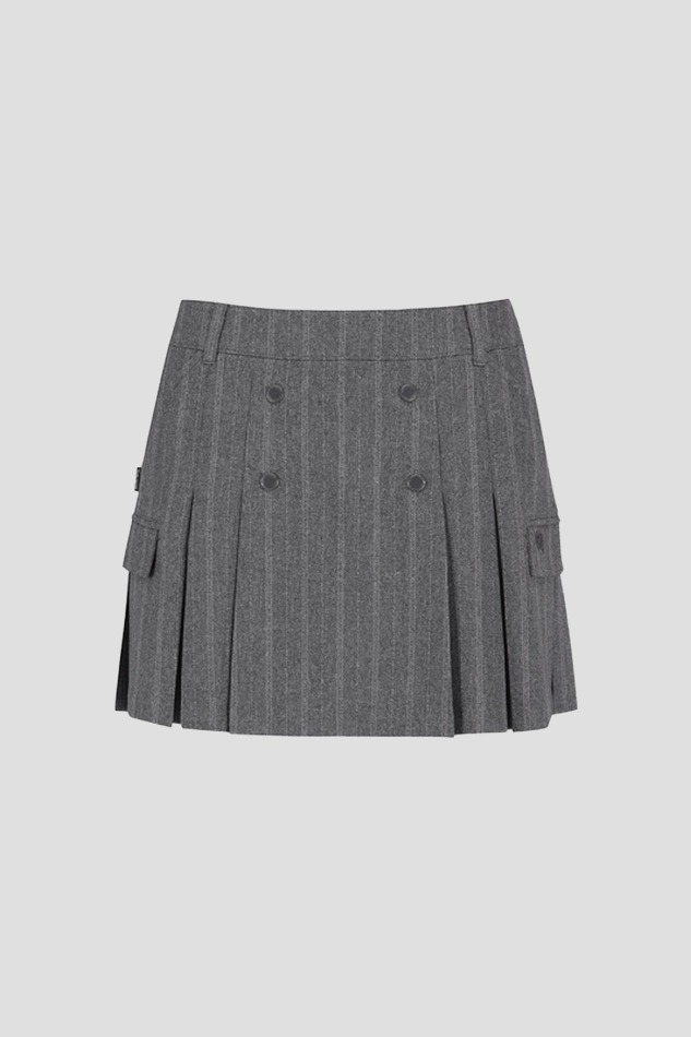 WOMENS BACK BANDING CULOTTE SKIRT-GRAY