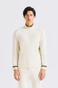 BOUCLÉ HALFZIP MEN-LVORY