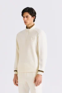 BOUCLÉ HALFZIP MEN-LVORY