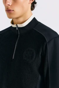 BOUCLÉ HALFZIP MEN-BLACK