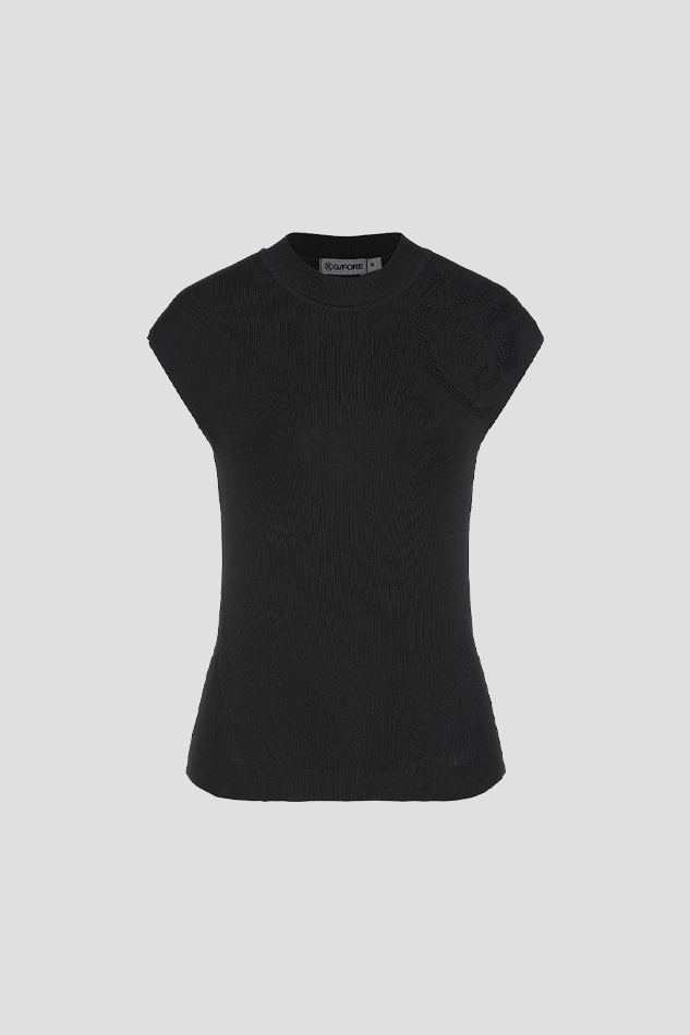 MOCKNECK KNIT SLEEVELESS WOMEN-BLACK