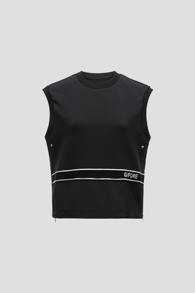 WOVEN HYBRID VEST WOMEN-BLACK