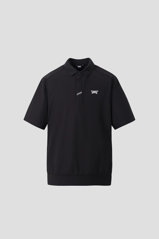 SUMMER LOOSE FIT COLLAR SHORT-SLEEVE-BLACK