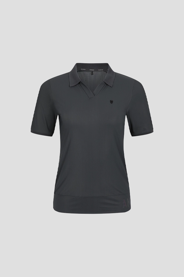 WOMEN NANOGRAM COLLAR T SHIRT-DARKGRAY