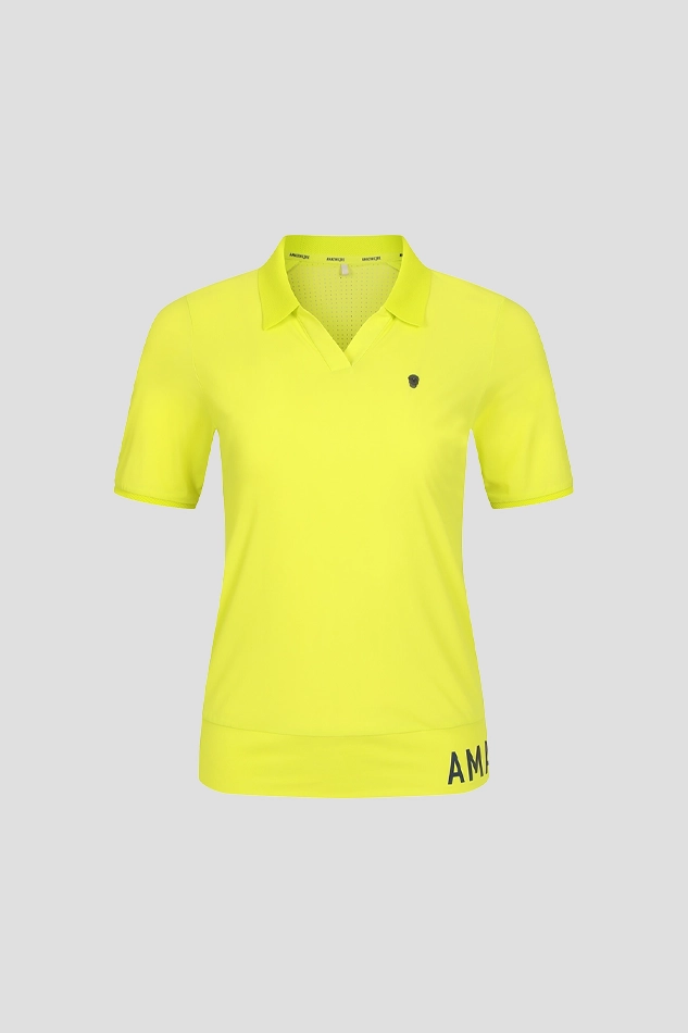 WOMEN NANOGRAM COLLAR T SHIRT-YELLOW