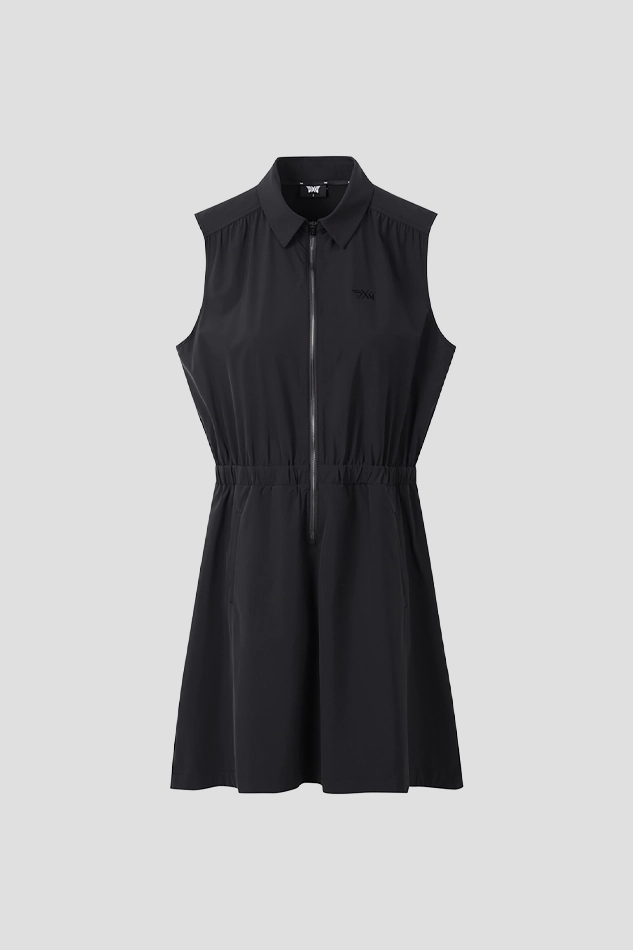 WOMENS SUMMER COLLARED ONE PIECE-BLACK