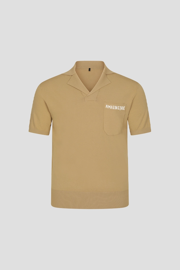 MEN GHOST HALF SLEEVE SWEATER-BEIGE