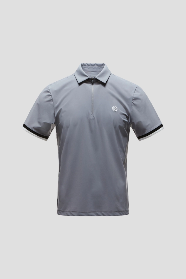 HALF ZIP UP POLO MEN-GRAY