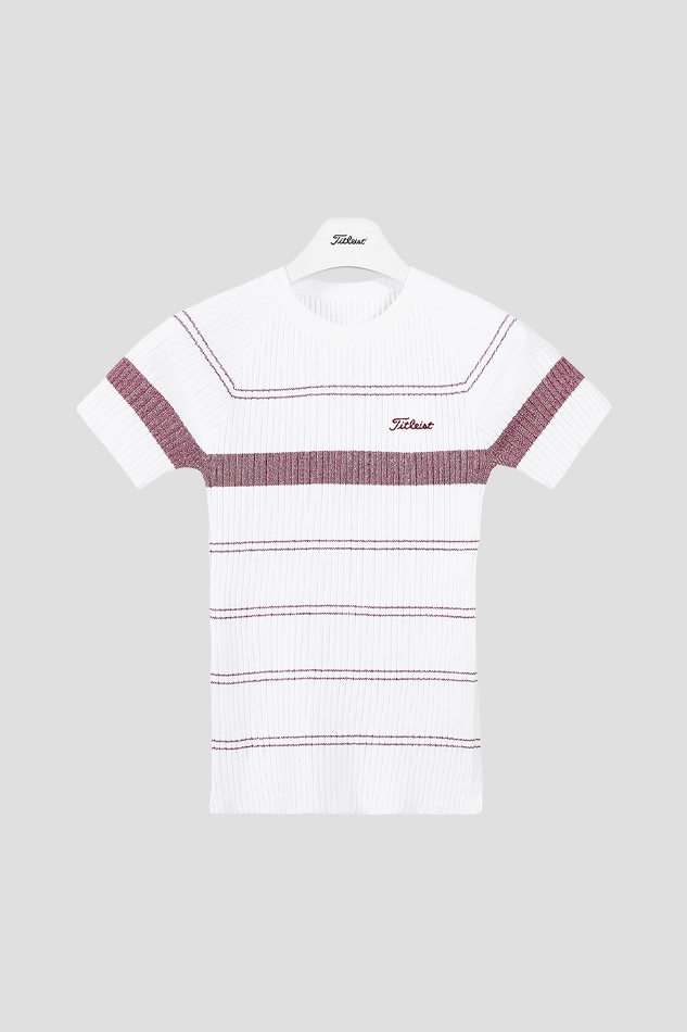 STRIPE DESIGN SWEATER-BURGUNDY