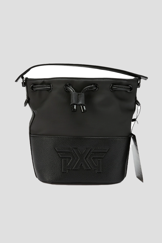 PXG WOMENS TWO COLOR PATCHWORK BUCKET BAG-BLACK
