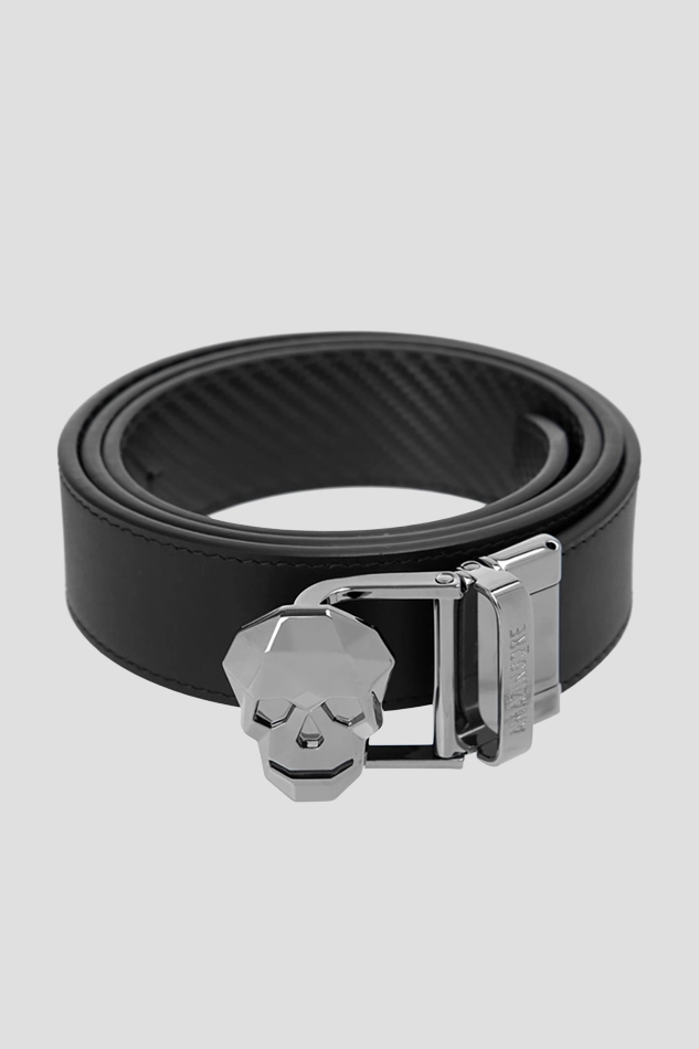 Reversible Leather Marker Belt-BLACK