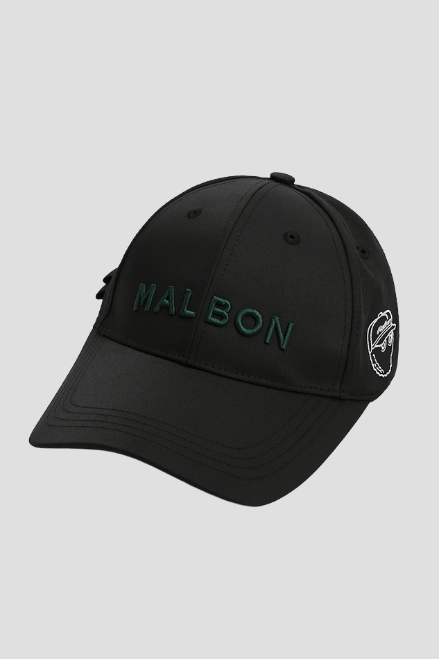 Malbon Golf Blaze Script Ball Cap-BLACK