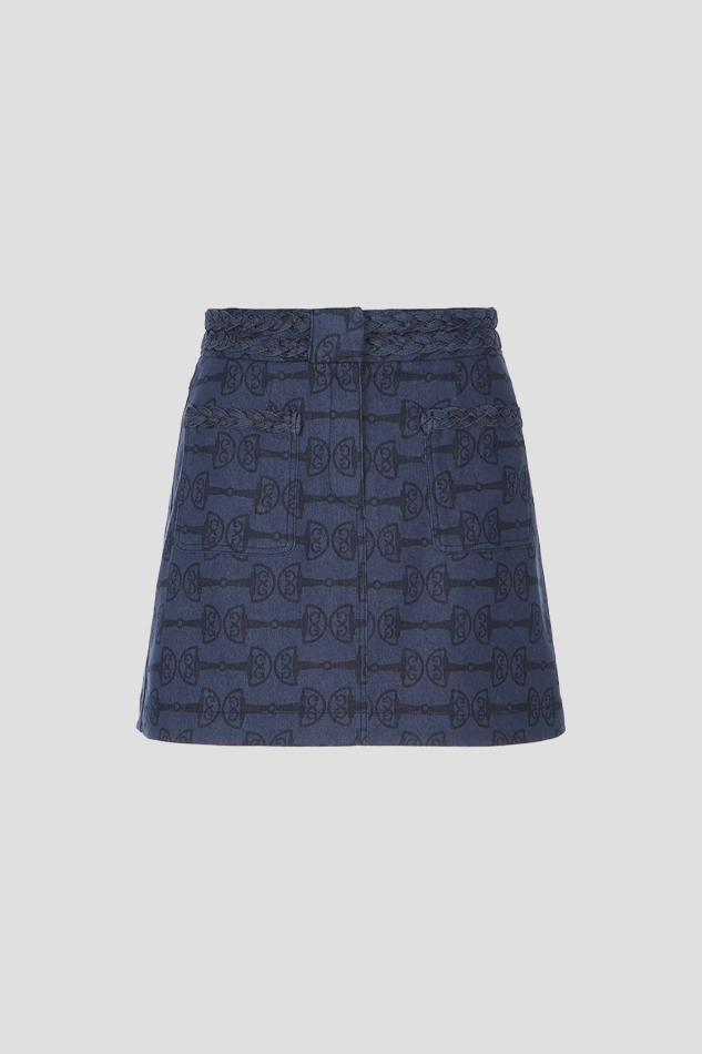 DENIM LIKE SKIRT WOMEN-NAVY