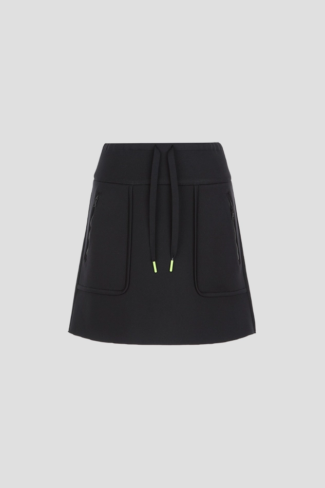 KNIT PLEATS SKIRT WOMEN-BLACK