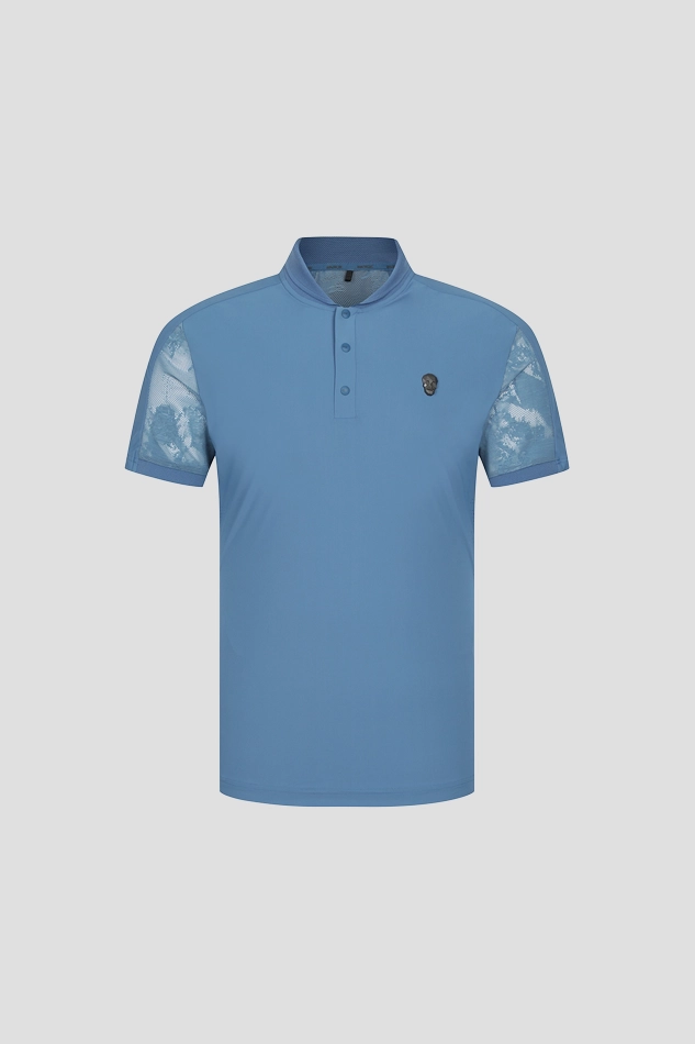 MEN AIR CIRCUIT TECH MESH HENRY NECK T SHIRT-BLUE