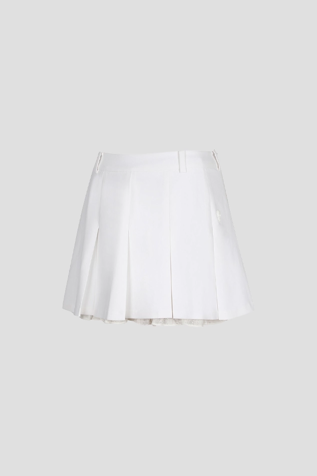 WOMEN LAYERED PLEATS TECH CULOTTE-WHITE