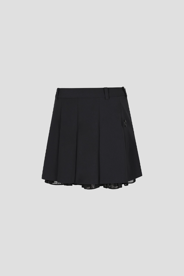 WOMEN LAYERED PLEATS TECH CULOTTE-BLACK