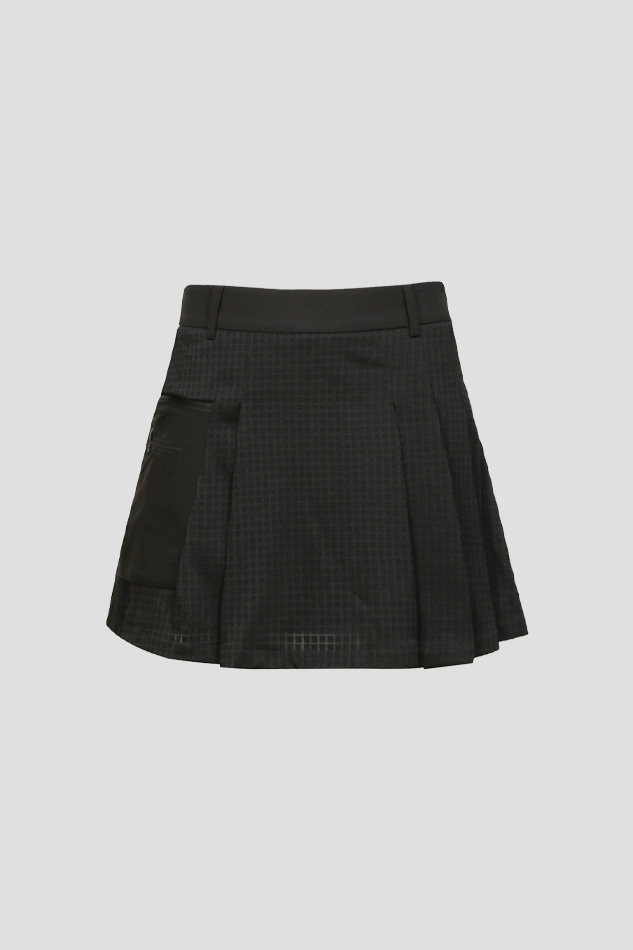 WOMEN TECH FLEECE PLEATS SKIRT-BLACK
