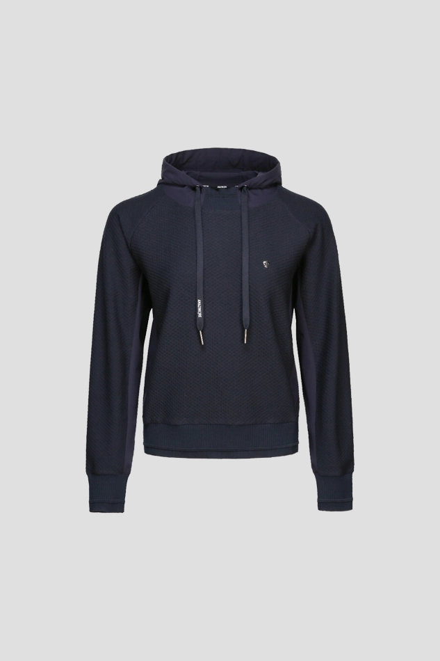 WOMEN TECH WOOL HIVE HOODY T SHIRT-BLUE