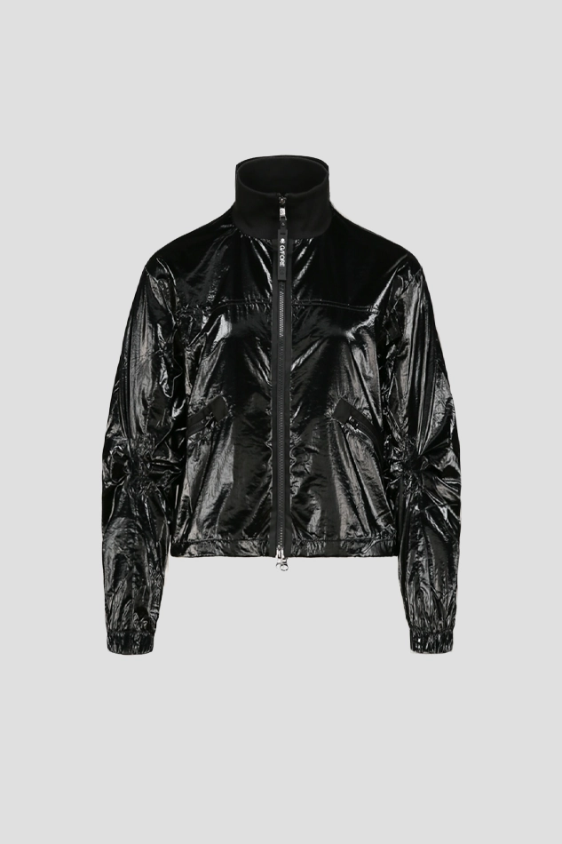 METAL GLOSSY FULL ZIP JACKET WOMEN-BLACK