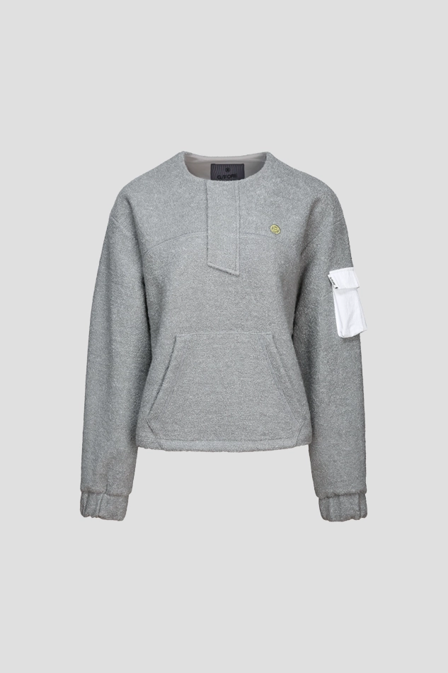 BOUCLE QUARTER ZIP WOMEN-GRAY