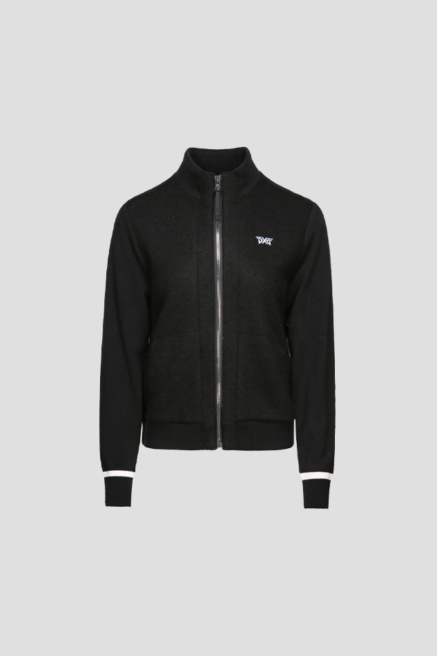 WOMEN WINTER KNITHYBRID DOWN CARDIGAN-BLACK