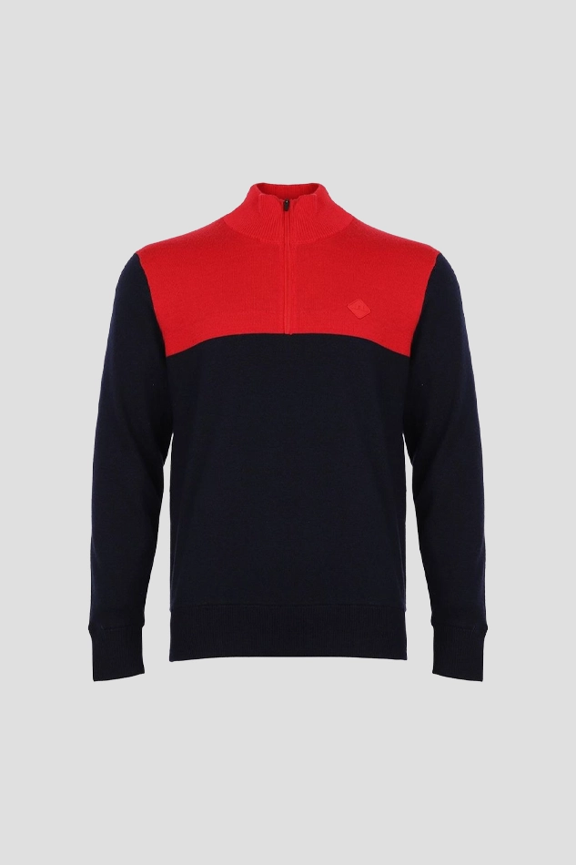 JLINDEBERG MENS JEFF WINDBREAKER HALF-ZIP KNIT-NAVY