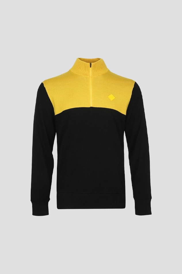 JLINDEBERG MENS JEFF WINDBREAKER HALF-ZIP KNIT-BLACK