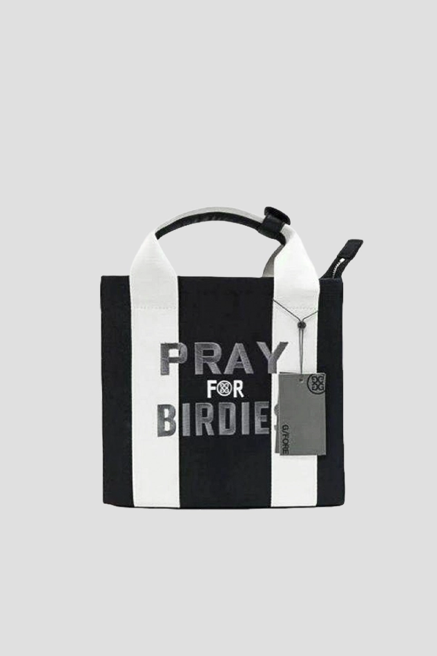 PRAY FOR BIRDES CANVAS SQUARE BAG-BLACK