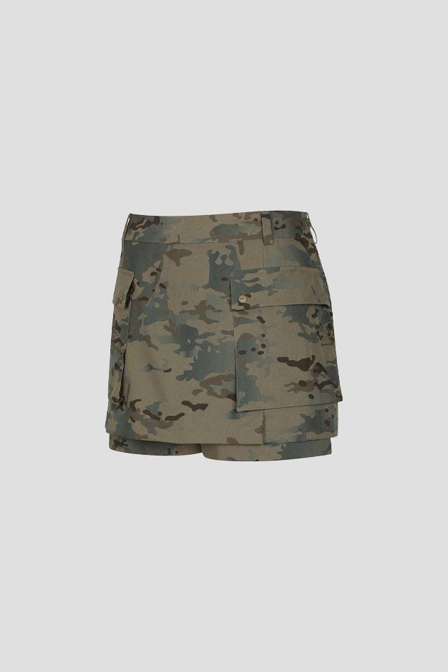 WOMEN AIR CIRCUIT CAMO CARGO CULOTTE-BEIGE