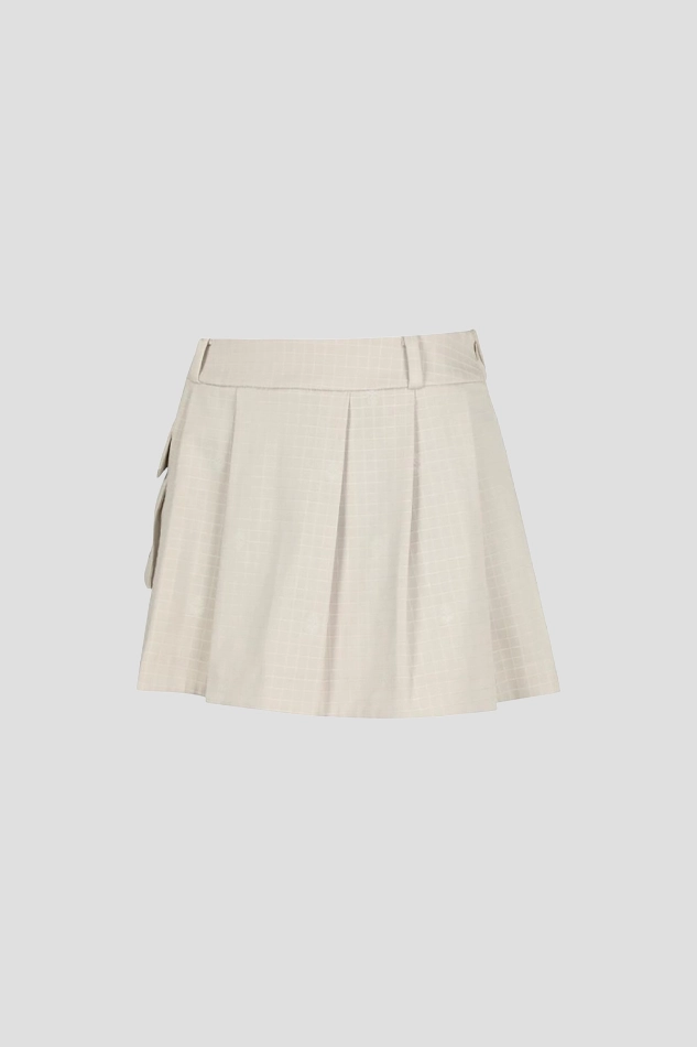 WOMEN PLATE ALEX JQD CARGO SKIRT-BEIGE
