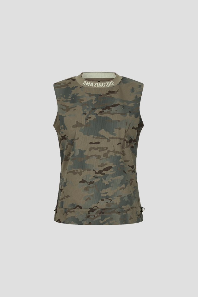 WOMEN AIR CIRCUIT CAMO SLEEVELESS T SHIRT-BEIGE