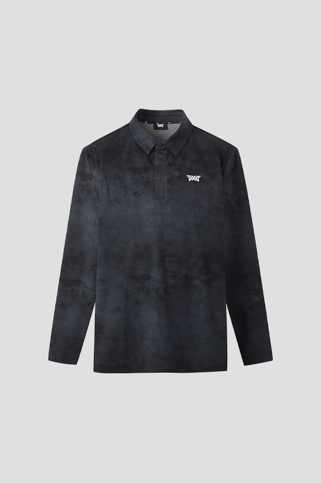 PATTERN COLLAR LONG SLEEVE-DEEPBLUE