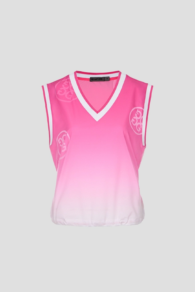 V NECK WOVEN VEST WOMEN-PINK