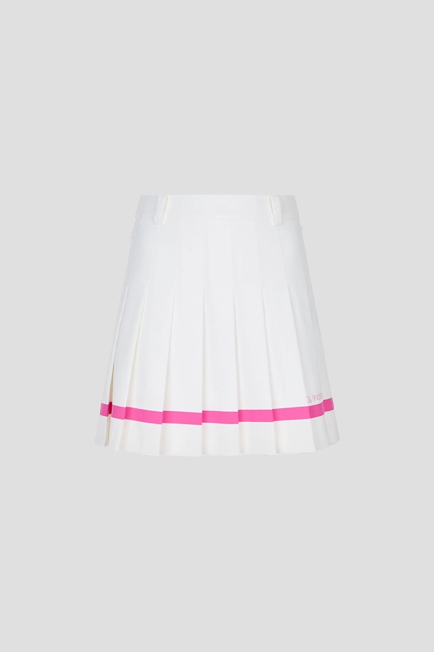 CONTRAST PLEATED SKIRT WOMEN-WHITE