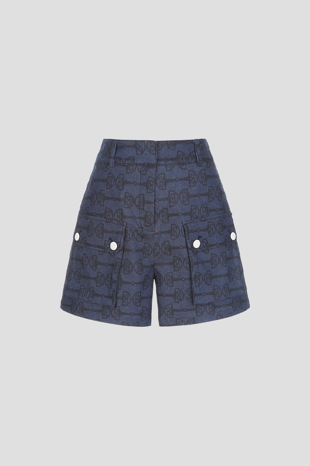 DENIM LIKE SHORTS WOMEN-NAVY