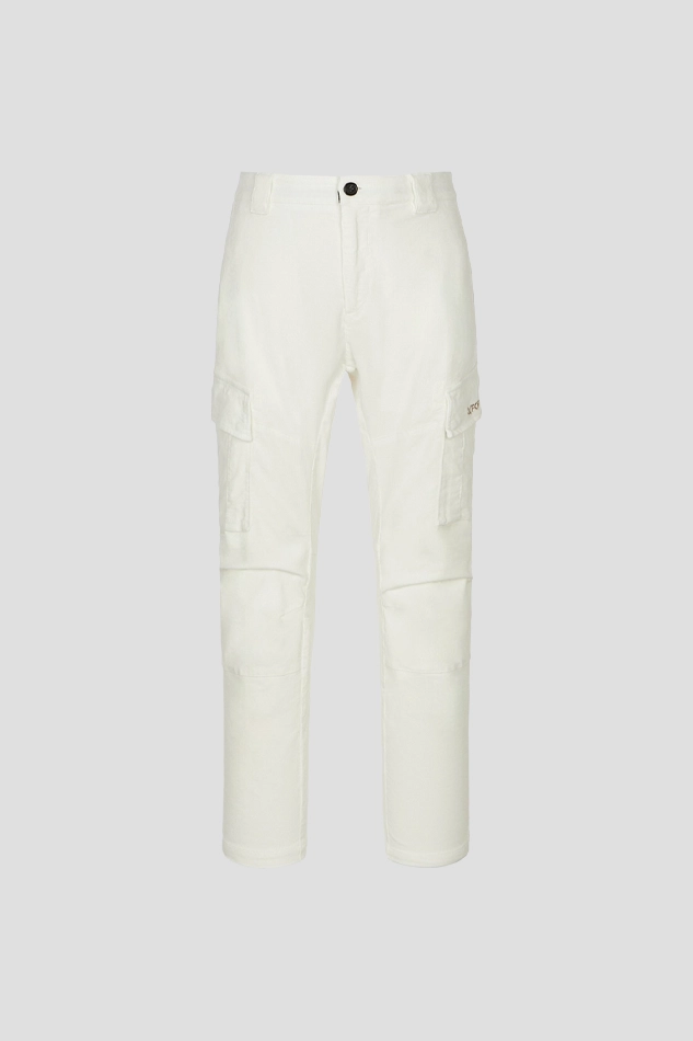 CORDUROY SLIM CARGO PANTS MEN-WHITE