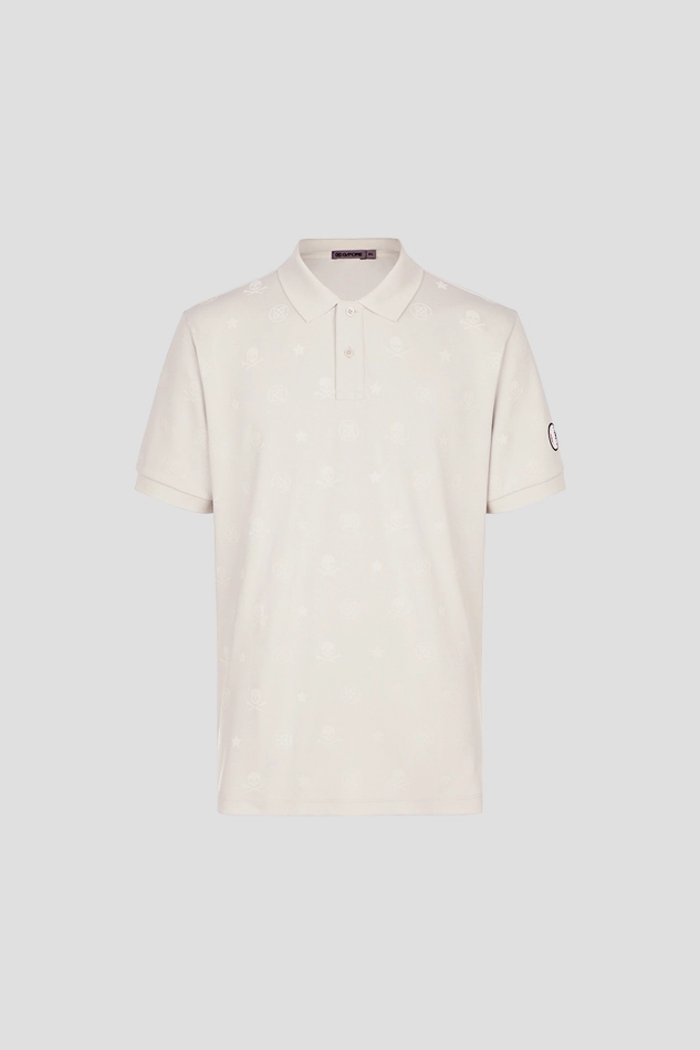 FLOCKING PRINTED POLO MEN-KHAKI