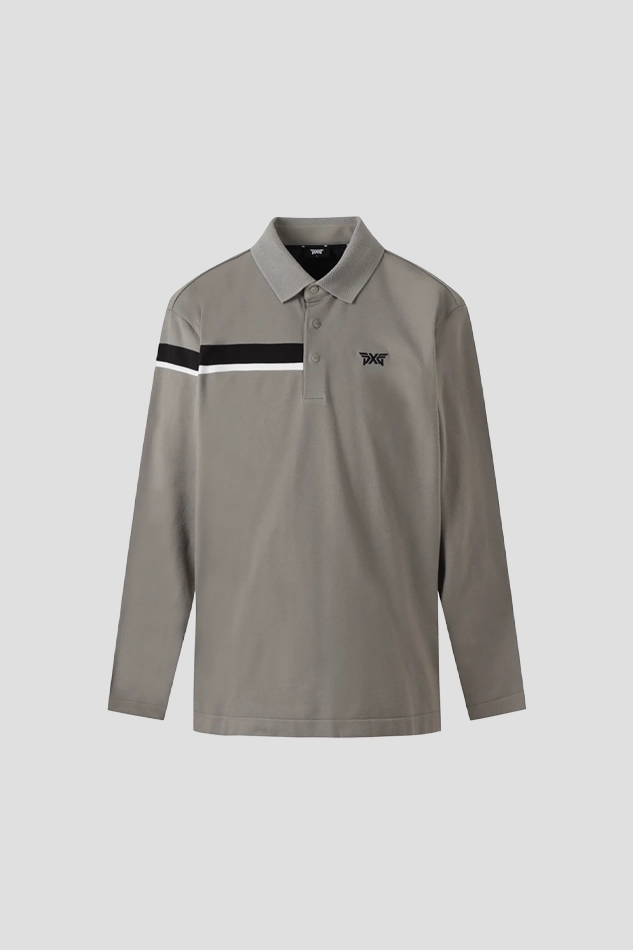 KNIT HYBRID COLLAR LONG SLEEVE-KHAKI