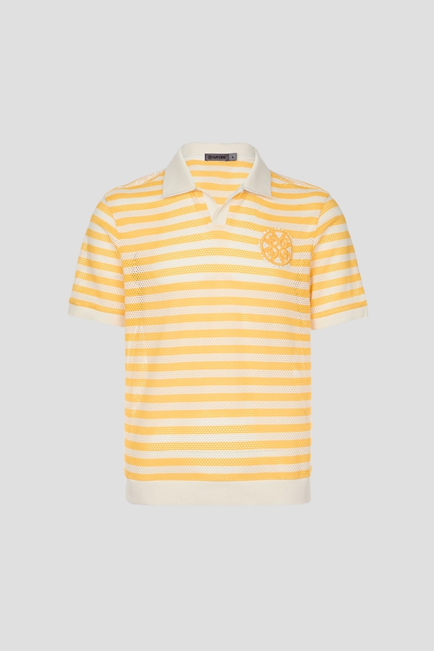 MESH STRIPE POLO MEN-YELLOW