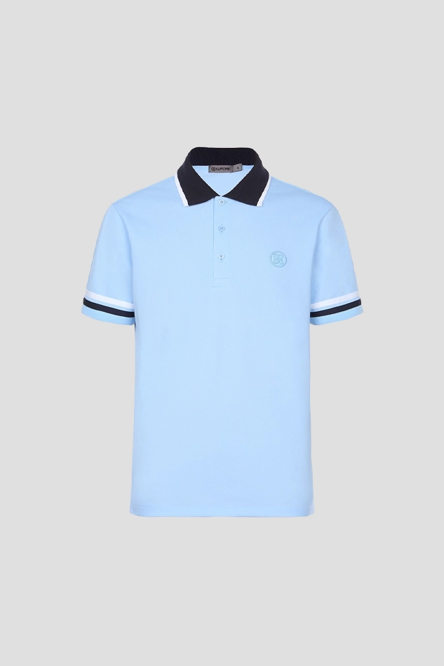 SUMMER RIB COLLAR POLO MEN-BLUE